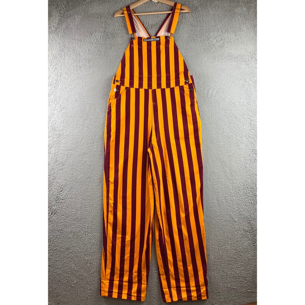 Game Bibs Mens Maroon Gold Striped Overalls Fan Gear Size Medium